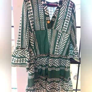 MissLook Green Aztec Inspired Women’s  Casual Spring Dress Size L